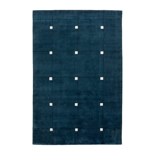 Blue with White - Handcrafted Rug/Carpet | Pure Wool | Hand Tufted | High Pile | High Density | Yarn Dyed