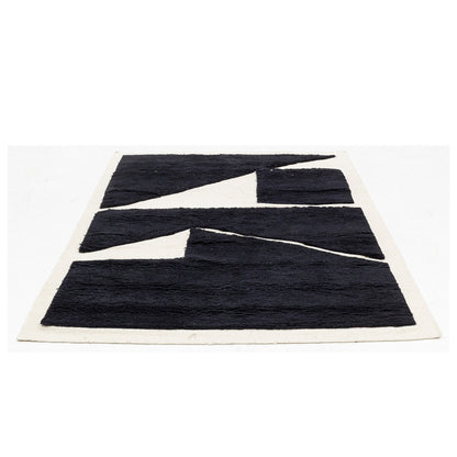 Black & White Abstract Hand-Tufted Pure Wool Rug