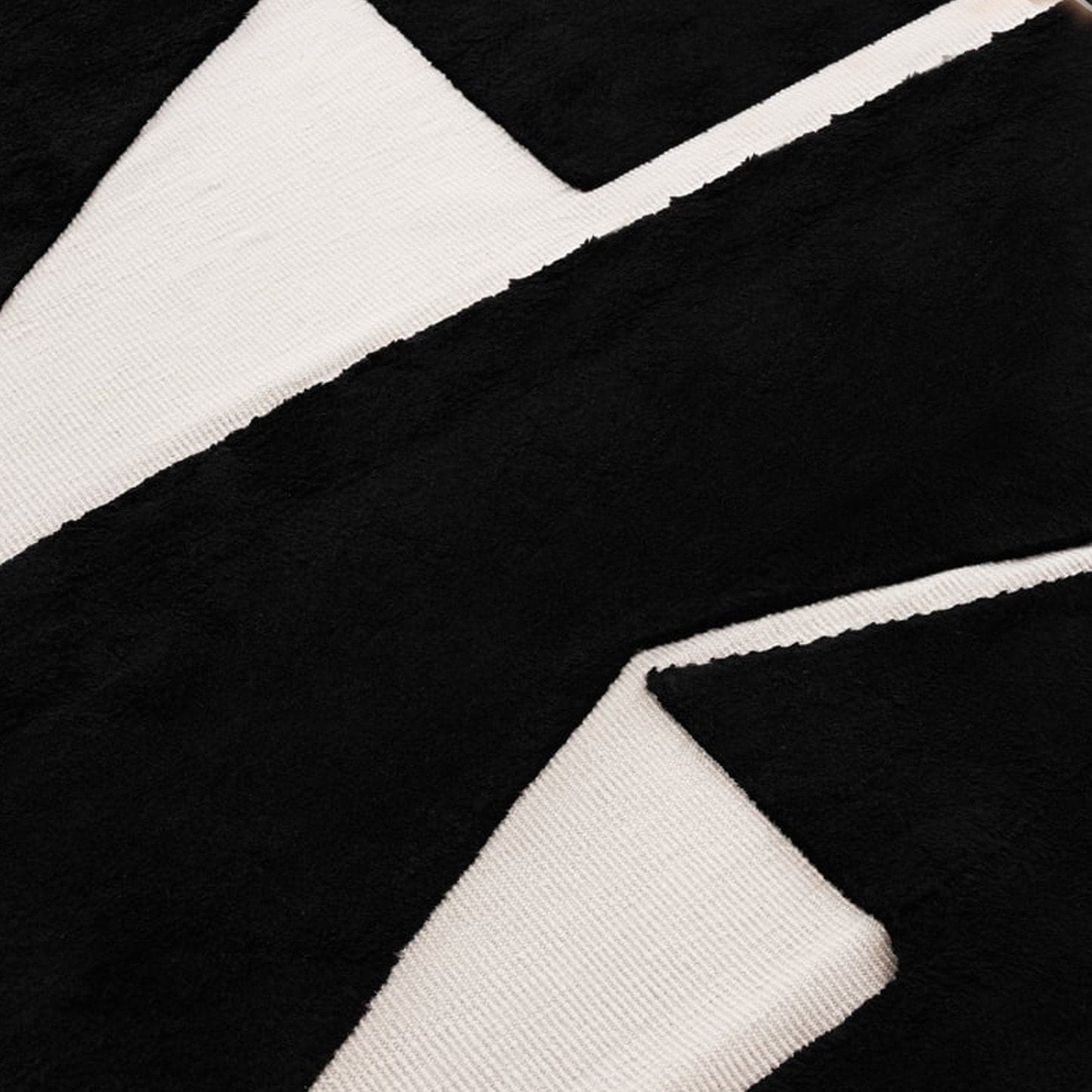 Black & White Abstract Hand-Tufted Pure Wool Rug