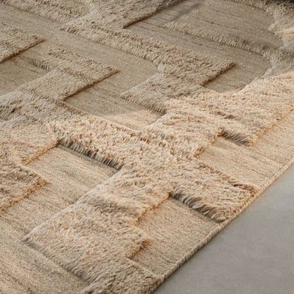 Light Brown & Beige Abstract Hand-Tufted Wool Rug