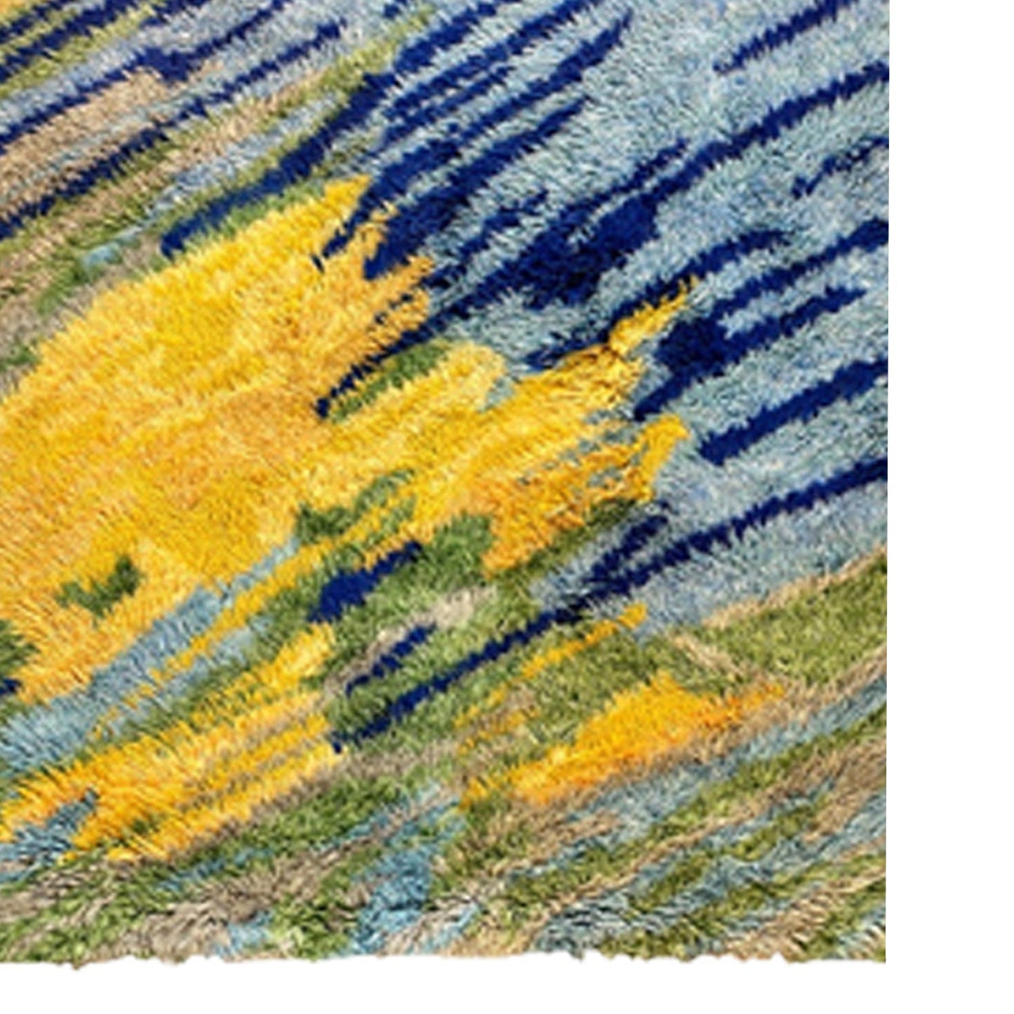Abstract Blue & Yellow Hand-Tufted Wool Rug