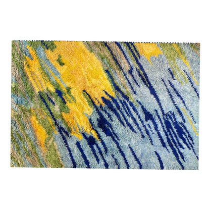 Abstract Blue & Yellow Hand-Tufted Wool Rug