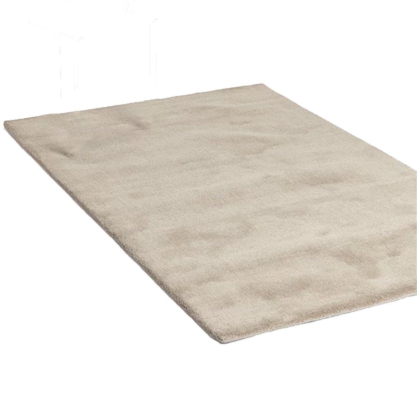 Beige Hand-Tufted Pure Wool Rug - High Density