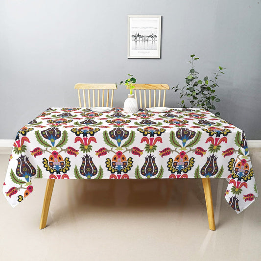 Eirene - Crewel Embroidered Tablecloth | Linen Cotton Mix | Soft | Handmade | Cotton Linen Backing | Customisable Sizes