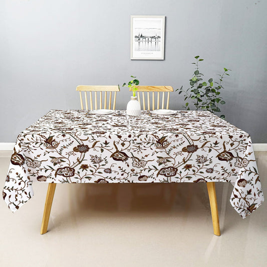 Serena - Crewel Embroidered Tablecloth | Linen Cotton Mix | Soft | Handmade | Cotton Linen Backing | Customisable Sizes