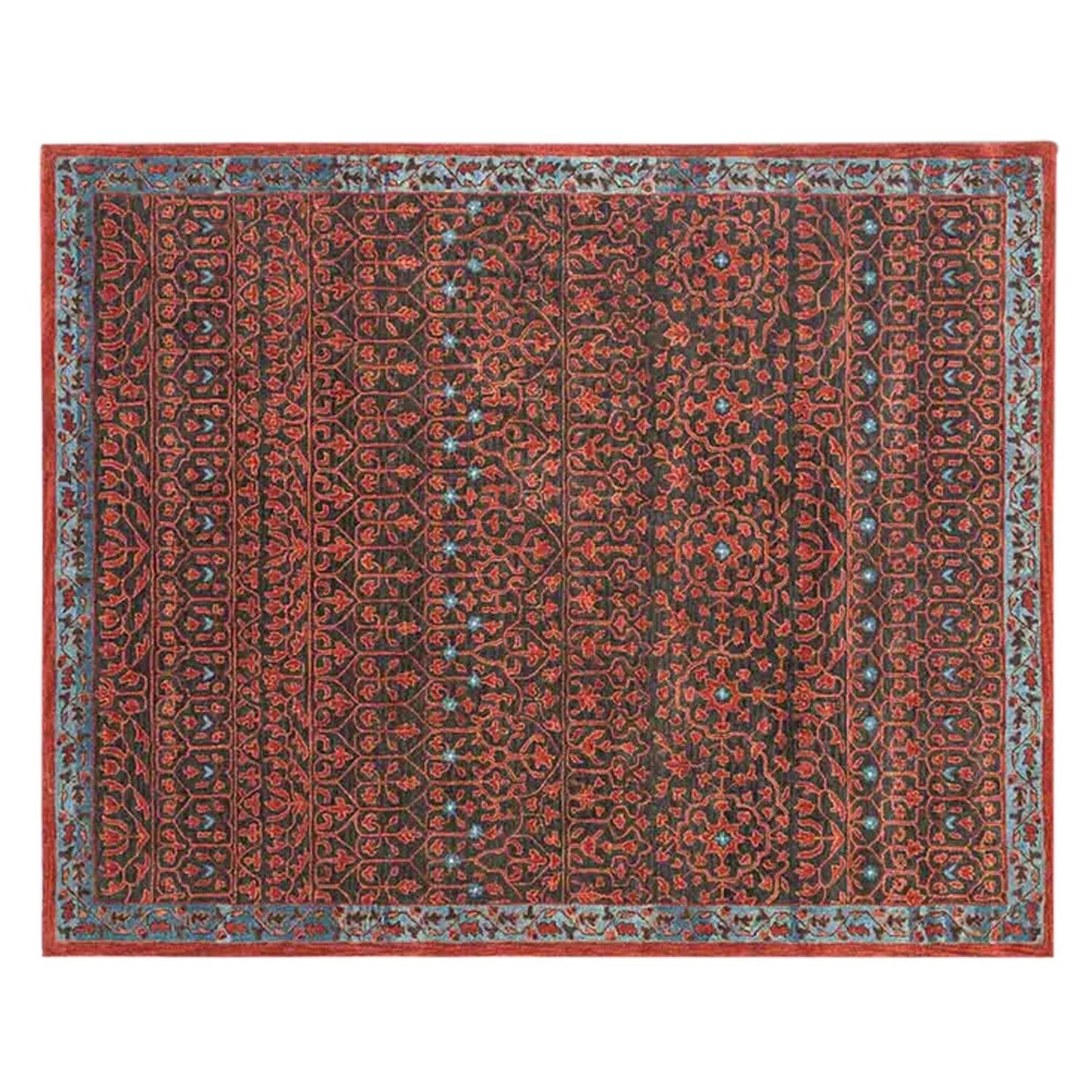 Razdan - Handcrafted Rug/Carpet | Pure Wool | Hand Tufted | High Pile | High Density | Yarn Dyed | Red, Black, Blue