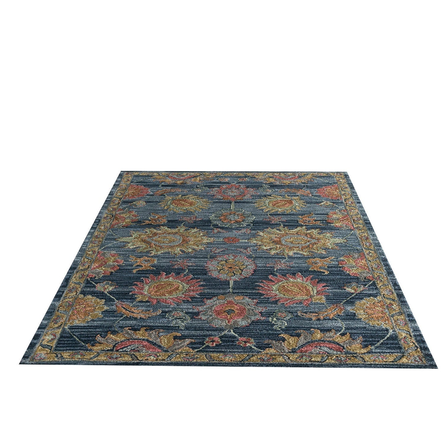 Aziz Hand-Tufted Wool Rug - Blue, Pink & Yellow