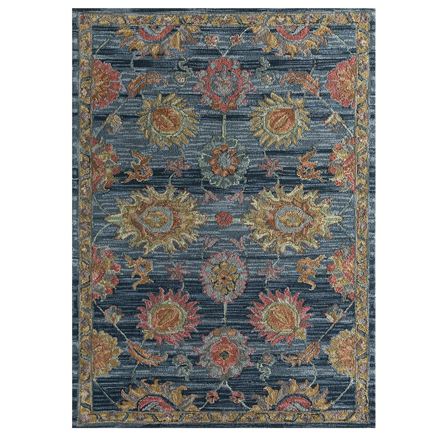 Aziz Hand-Tufted Wool Rug - Blue, Pink & Yellow