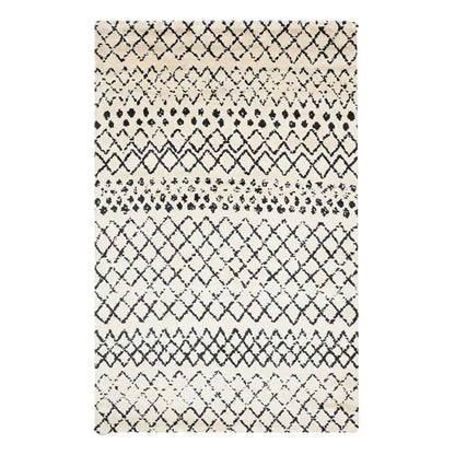 Cream & Black Handcrafted Pure Wool Rug