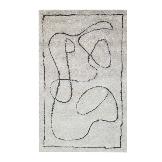 Black and White - Handcrafted Rug/Carpet | Pure Wool | Hand Tufted | High Pile | High Density | Yarn Dyed