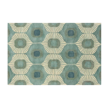 Blue & Green Abstract Hand-Tufted Wool Rug