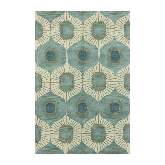 Blue and Green | Abstract Design - Handcrafted Rug/Carpet | Pure Wool | Hand Tufted | High Pile | High Density | Yarn Dyed