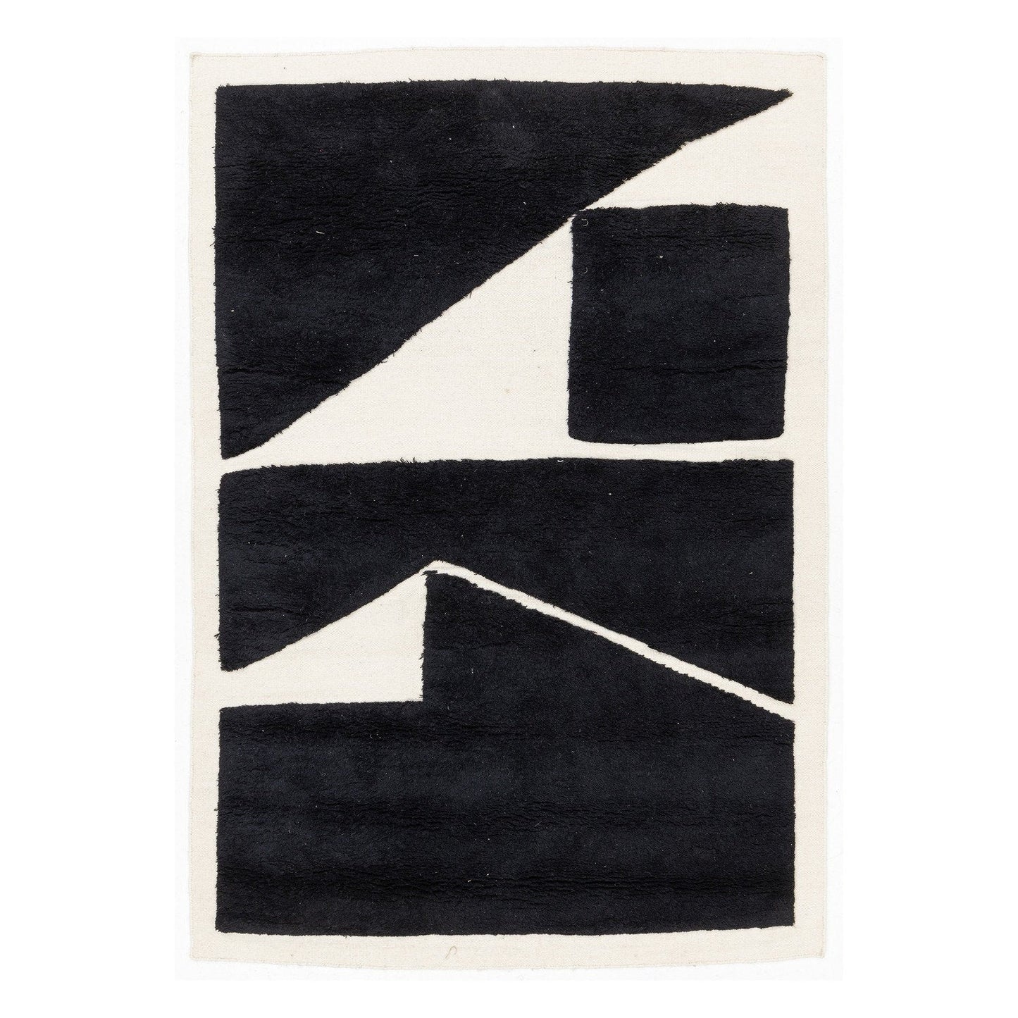Black & White Abstract Hand-Tufted Pure Wool Rug