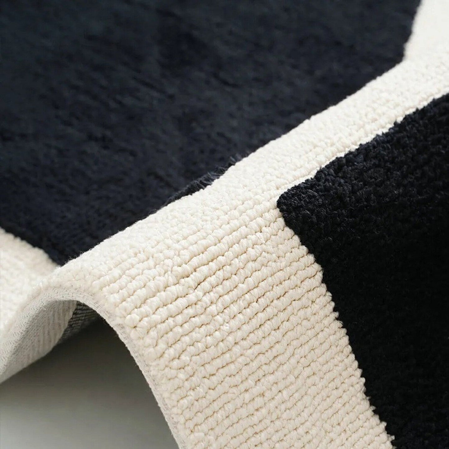 Black & White Abstract Hand-Tufted Pure Wool Rug