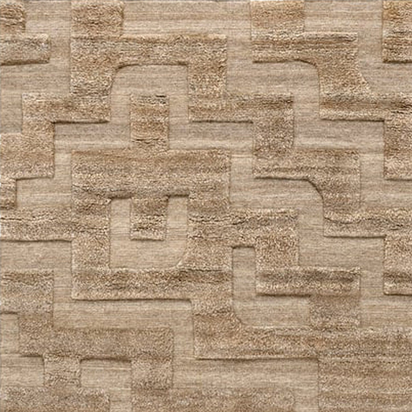 Light Brown & Beige Abstract Hand-Tufted Wool Rug