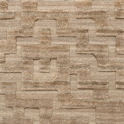 Light Brown & Beige Abstract Hand-Tufted Wool Rug