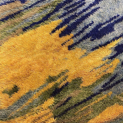 Abstract Blue & Yellow Hand-Tufted Wool Rug