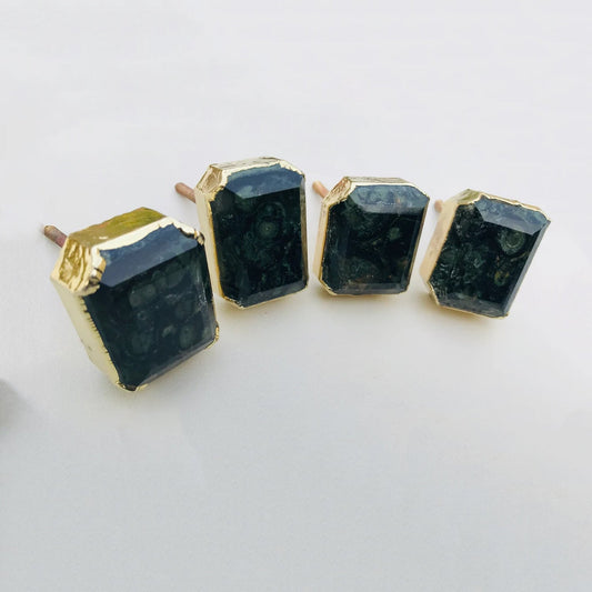 Set of 4 Hematite Gemstone/Agate Classic Vintage Finish Cabinet Drawer Pull Wardrobe Dresser Interior Decorative Handle