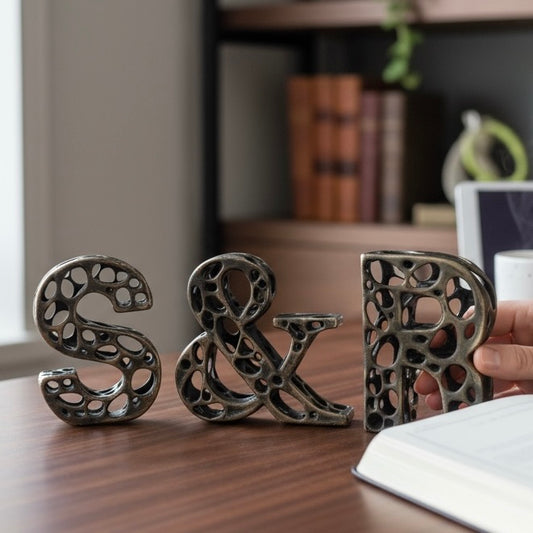 Personalised Antique letters | custom metal alphabet table decor in gold, silver or antique | set of 3, 4 or 5