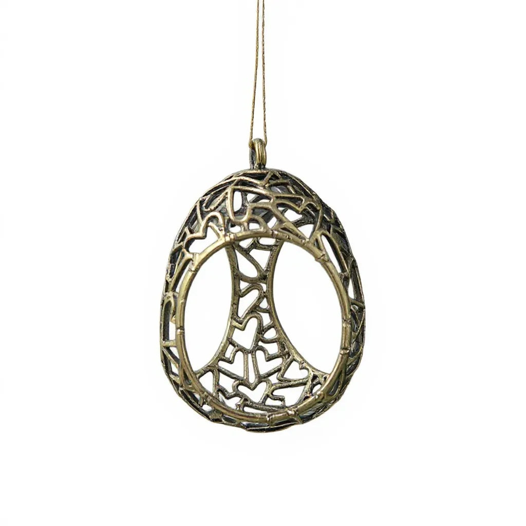 Open Heart egg Christmas ornament | electroformed metallic bauble in gold, silver or antique | set of 2 or 4