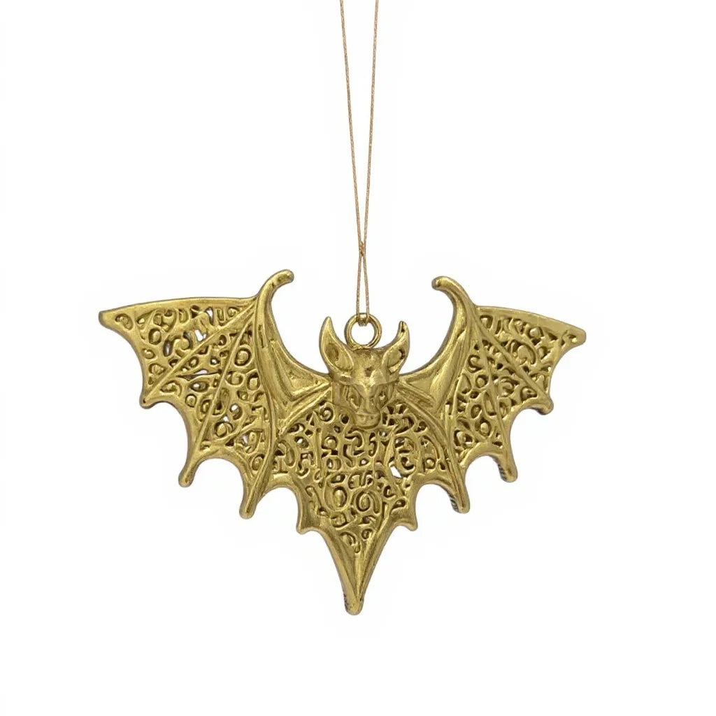 Bat Christmas ornament | gothic metallic tree decor in gold, silver and antique | set of 2 or 4