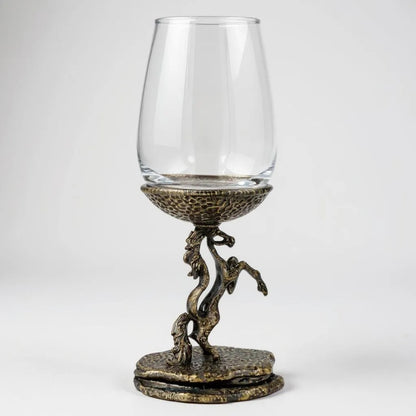 Stallion wine glass set | electroformed horse base designer stemware  | Set of 2 / Set of 4