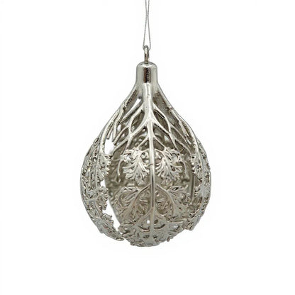 Leafy bulb Christmas ornament | metallic ball ornament in gold, silver and antique | set of 2 or 4