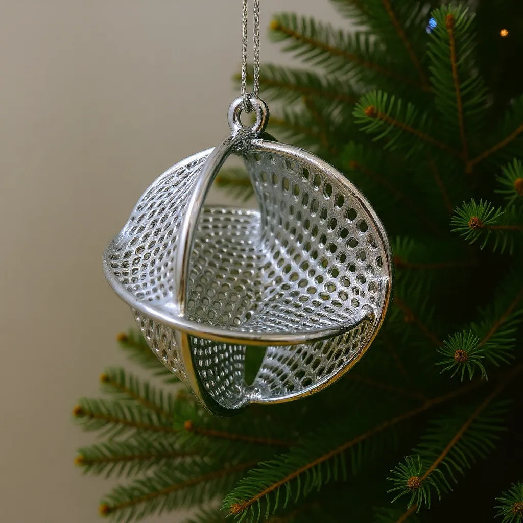 Ecliptic globe christmas ornament | metallic ball ornament in gold, silver and antique | set of 2 or 4
