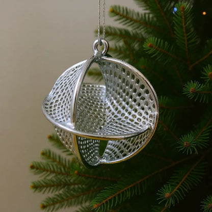 Ecliptic globe christmas ornament | metallic ball ornament in gold, silver and antique | set of 2 or 4