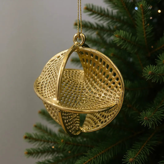 Ecliptic globe christmas ornament | metallic ball ornament in gold, silver and antique | set of 2 or 4