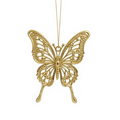 Butterfly Christmas ornament | metallic tree decoration in gold, silver and antique | set of 2 or 4
