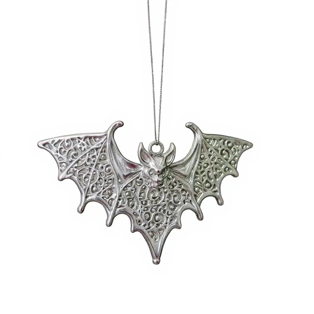 Bat Christmas ornament | gothic metallic tree decor in gold, silver and antique | set of 2 or 4