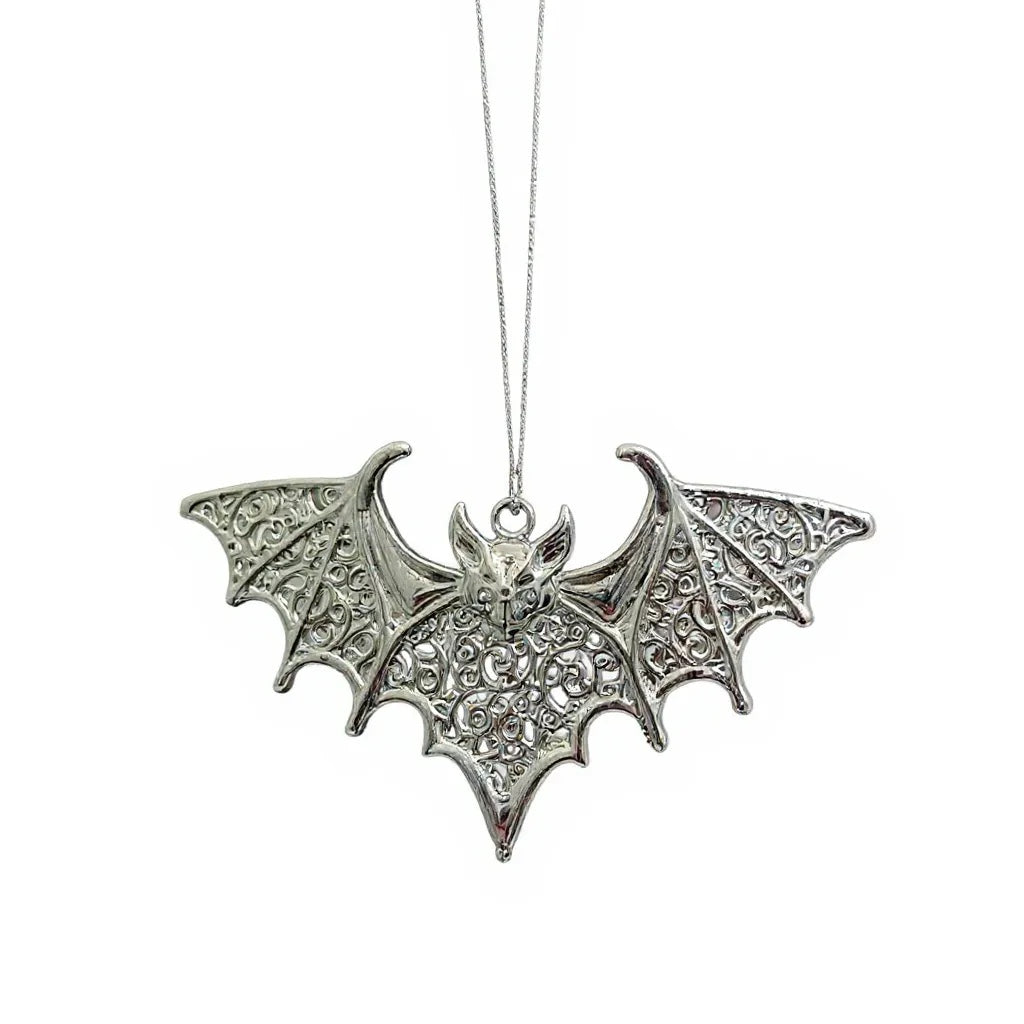 Bat Christmas ornament | gothic metallic tree decor in gold, silver and antique | set of 2 or 4