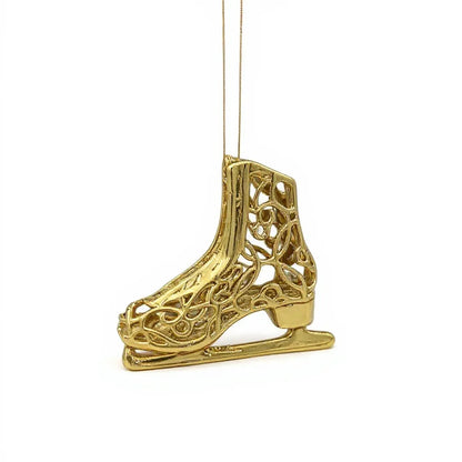 Ice skating boot christmas ornament | metallic holiday decor in gold, silver and antique | set of 2 or 4