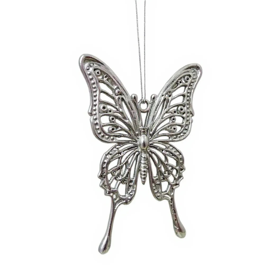 Butterfly Christmas ornament | metallic tree decoration in gold, silver and antique | set of 2 or 4