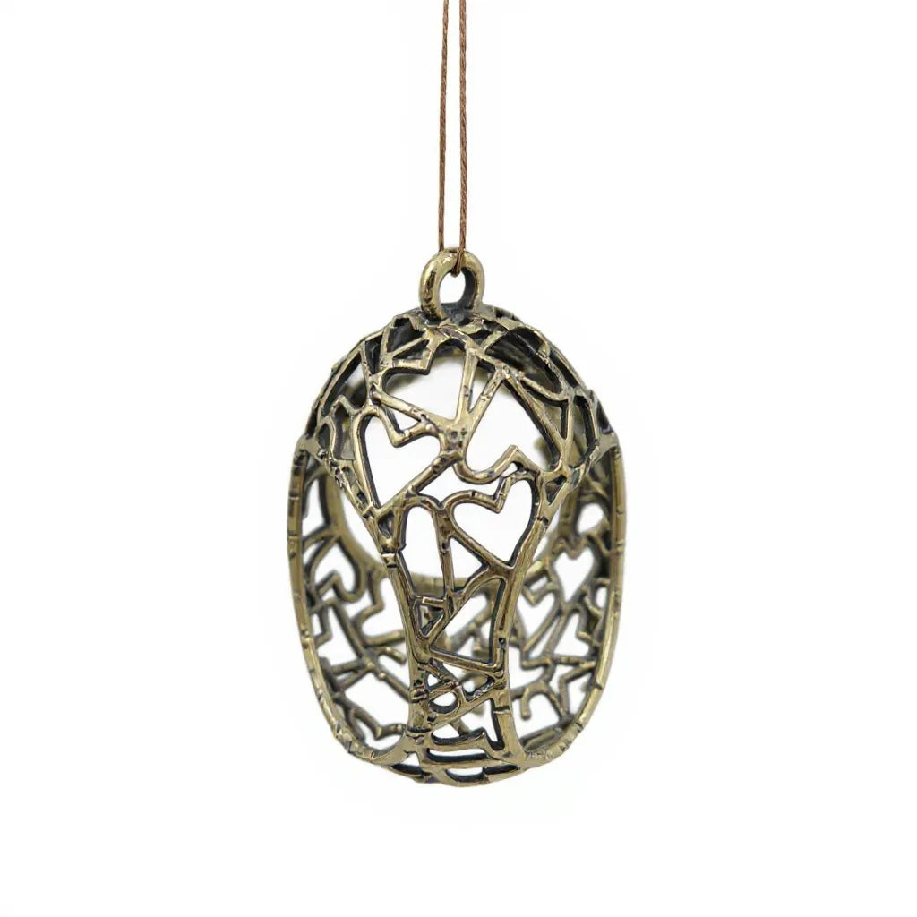 Open Heart egg Christmas ornament | electroformed metallic bauble in gold, silver or antique | set of 2 or 4