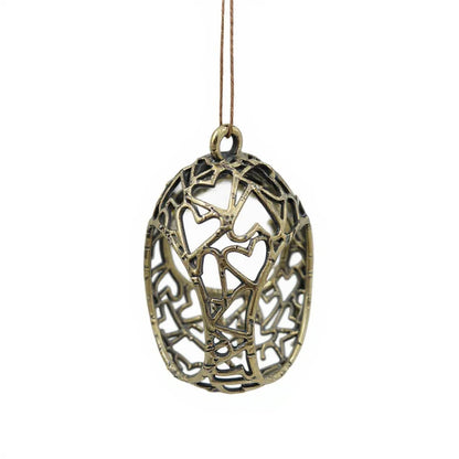 Open Heart egg Christmas ornament | electroformed metallic bauble in gold, silver or antique | set of 2 or 4