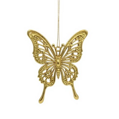 Butterfly Christmas ornament | metallic tree decoration in gold, silver and antique | set of 2 or 4