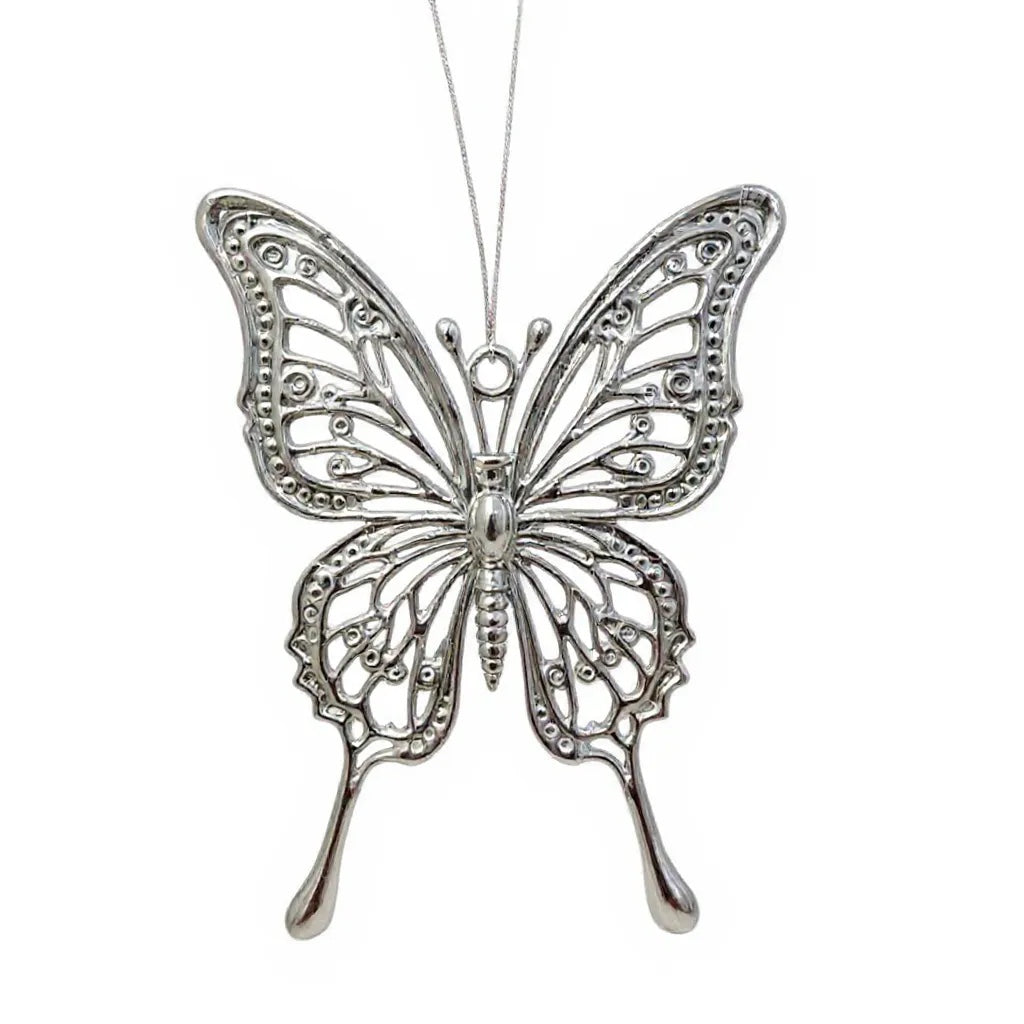 Butterfly Christmas ornament | metallic tree decoration in gold, silver and antique | set of 2 or 4