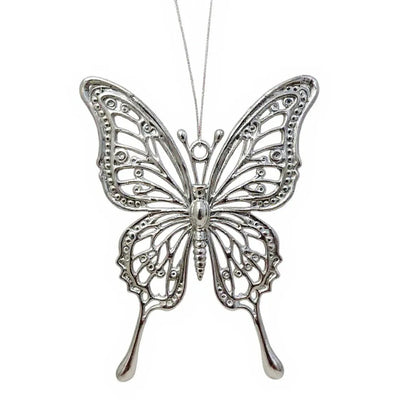 Butterfly Christmas ornament | metallic tree decoration in gold, silver and antique | set of 2 or 4