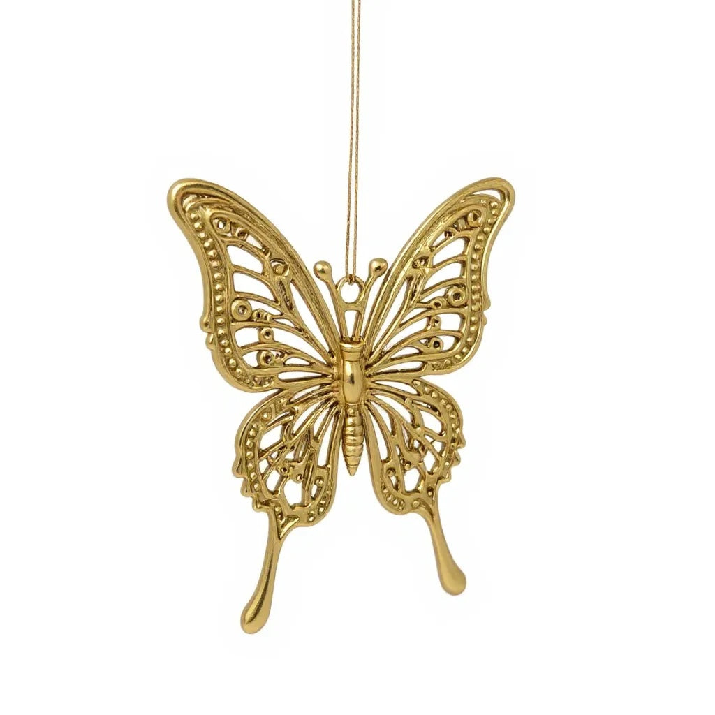 Butterfly Christmas ornament | metallic tree decoration in gold, silver and antique | set of 2 or 4