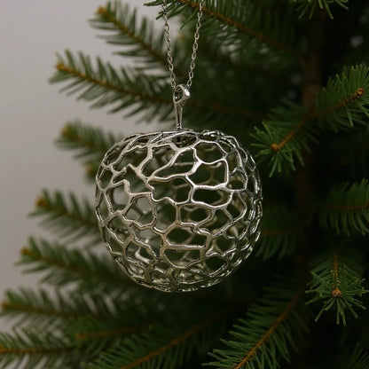 Apple christmas ornament | metallic holiday bauble in gold, silver and antique | set of 2 or 4