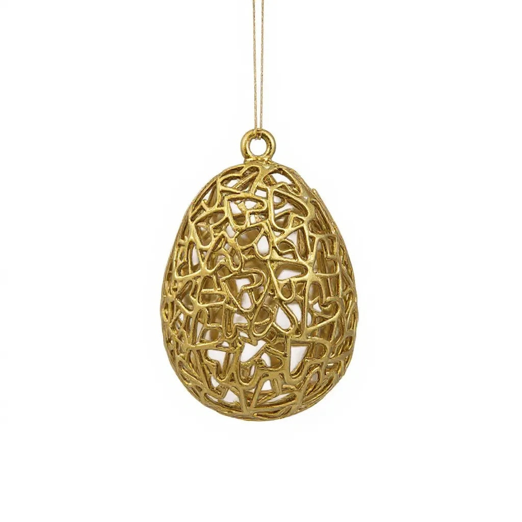 Heart egg christmas ornament | metallic holiday bauble in gold, silver and antique | set of 2 or 4