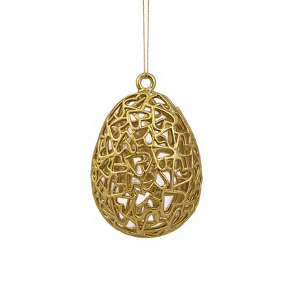 Heart egg christmas ornament | metallic holiday bauble in gold, silver and antique | set of 2 or 4