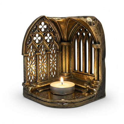 Gothic cathedral tealight holder | Shadow casting candle holder for home decor