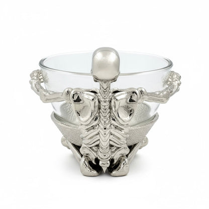 Skeleton Bowl with Glass Insert – Gothic Decorative Serveware | Gold, Silver or Antique Finish