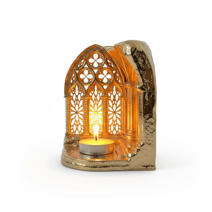 Gothic cathedral tealight holder | Shadow casting candle holder for home decor