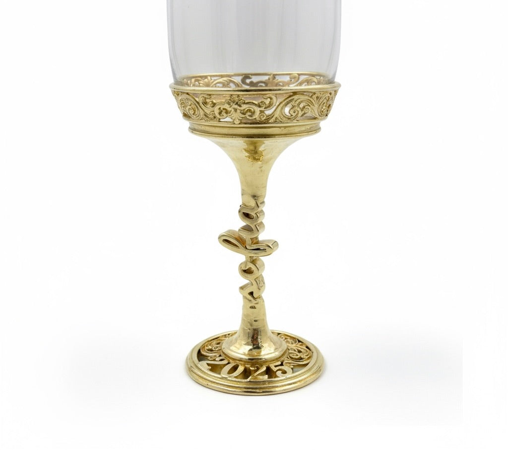 Personalised wine glasses set | electroformed stem and base wedding glasses | set of 2 or 4