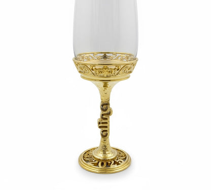 Personalised wine glasses set | engraved electro-formed stem and base wedding gift | set of 2 or 4
