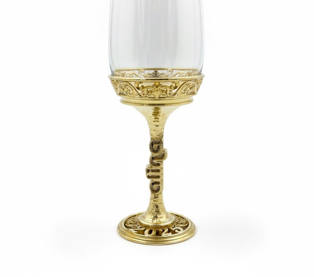 Personalised wine glasses set | engraved electro-formed stem and base wedding gift | set of 2 or 4